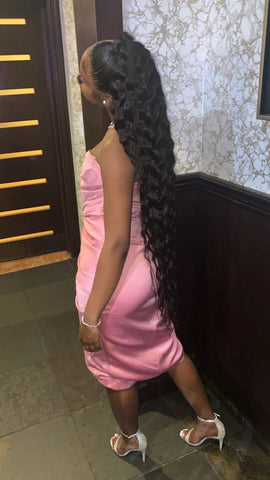 Robe rose pour un 19e anniversaire, tenue pour une jeune fille noire, jolie robe de bal rose sans bretelles Y643