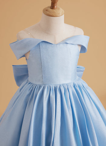 Enchanted Blue Satin Birthday Ballgown for Girls