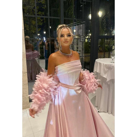 Robe de soirée formelle simple et décontractée, sans manches, à épaules dénudées, coupe trapèze, froncée