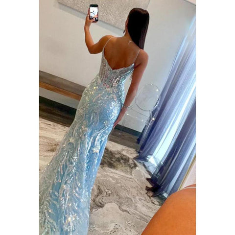 Vestido de fiesta sexy con escote en V, tirantes finos, estampado floral y lentejuelas, largo hasta el suelo