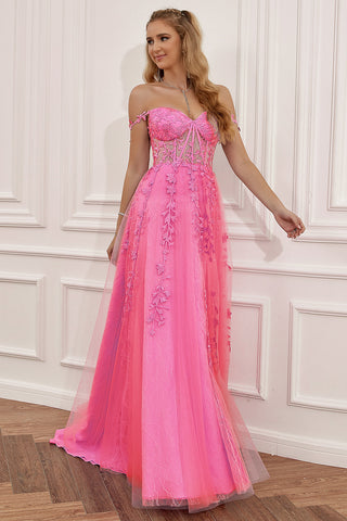 Off the Shoulder Prom Dress with Appliques