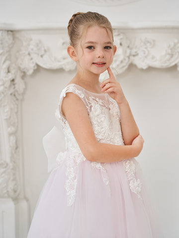 A-line Lace Tulle Floor-length Flower Girl Dress