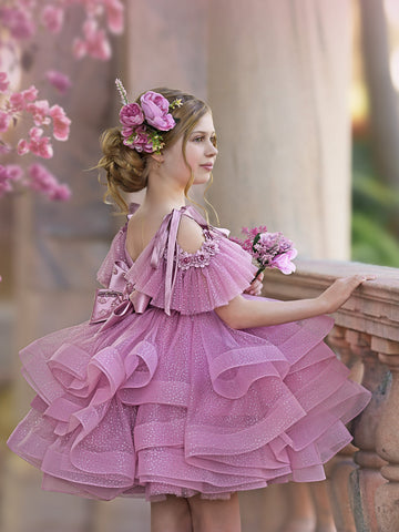 Ball-Gown/Princess Tulle Knee-length Birthday Flower Girl Dress