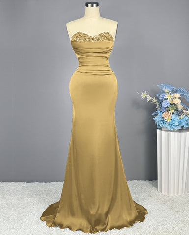 Sleeveless Mermaid Long Prom Gown with Sequined Sweetheart