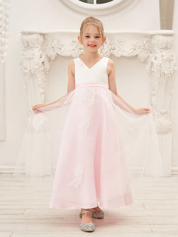 A-line Satin Tulle Ankle-length Pink Dress (2003227111)