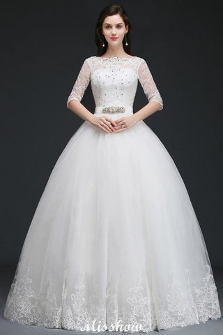 Ball Gown Floor Length Tulle Glamorous Wedding Dresses with Lace