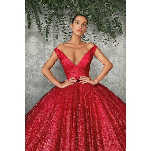 Robe de bal longue à paillettes rouges, épaules dénudées, robe de soirée 