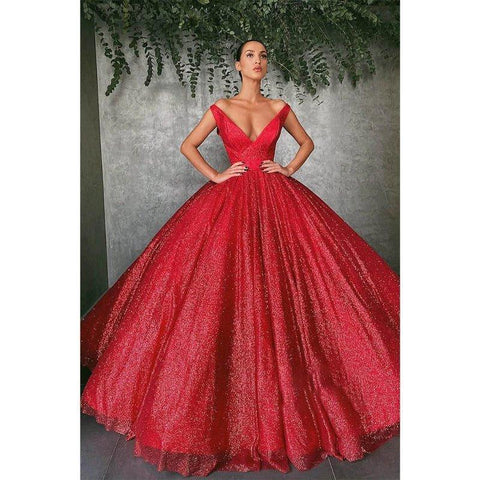 Robe de bal longue à paillettes rouges, épaules dénudées, robe de soirée 