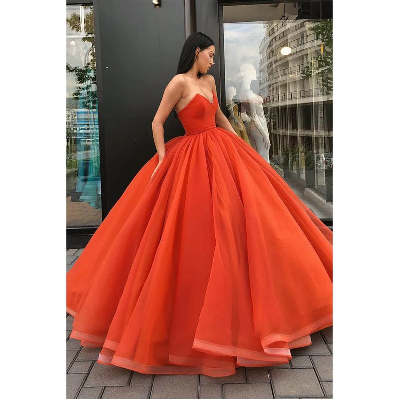 Ball Gown Strapless Long Prom Dress with Pockets Formal Evening Gowns