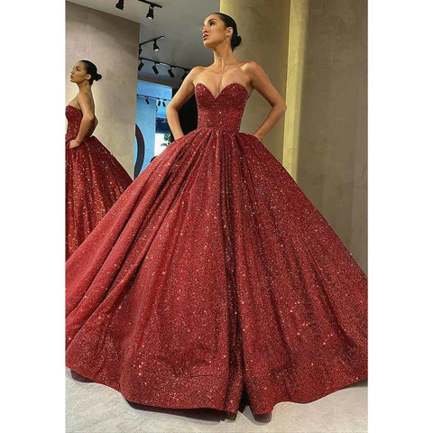 Robe de bal scintillante à col en V et poches 