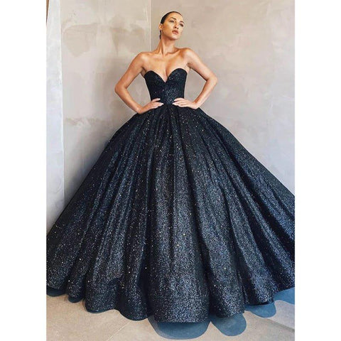 Robe de bal scintillante à col en V et poches 