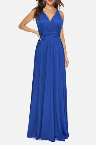 Elegante vestido de noche liso con espalda descubierta y tirantes (20 colores)
