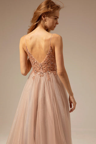 Spaghetti Straps Long Prom Dress With Slit