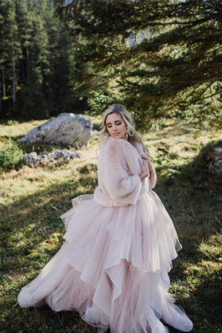 Beautiful A-line V-neck Backless Tulle Sleeveless Wedding Dresses