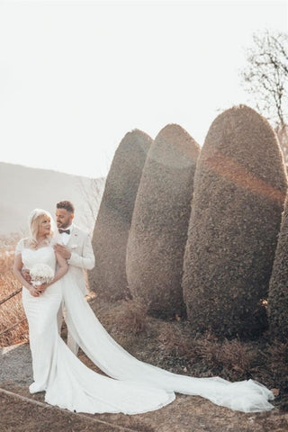 Beautiful Long Glitter Off-the-shoulder Sequined Mermaid Wedding Dress