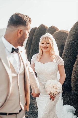 Beautiful Long Glitter Off-the-shoulder Sequined Mermaid Wedding Dress