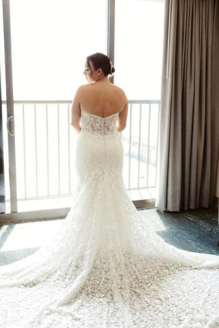 Beautiful Long Mermaid Sleeveless Wedding Dresses With Lace