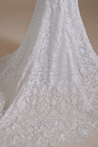 Beautiful Off-the-shoulder Sleeveless Mermaid Floor-Length Lace Wedding Dresses with Applique