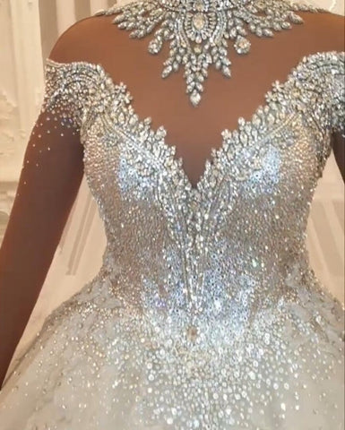 Beautiful Princess A-line Jewels Lace Wedding Dresses With Long Sleeves