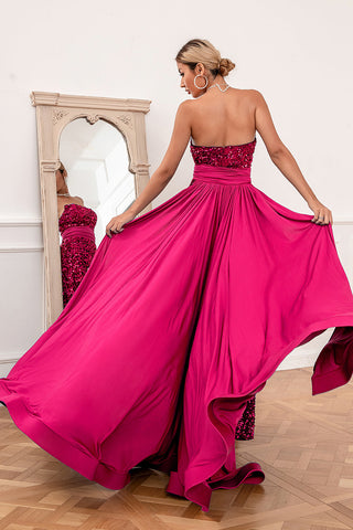 Royal Sequins Strapless Prom Dress