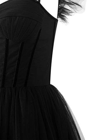 A-Line Corset Ruffled Tulle Prom Dress