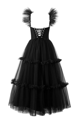 A-Line Corset Ruffled Tulle Prom Dress