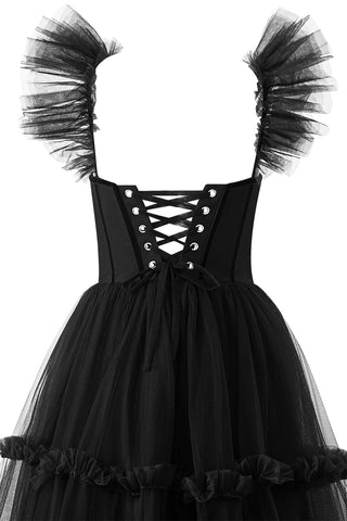 A-Line Corset Ruffled Tulle Prom Dress