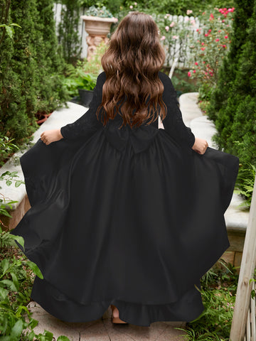 A-line Satin Asymmetrical Flower Girl Dress