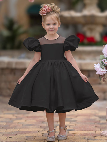 Ball-Gown/Princess Satin Knee-length Flower Girl Dress