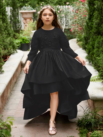 A-line Satin Asymmetrical Flower Girl Dress