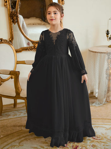 A-line Chiffon Floor-length Ivory First Communion Dress