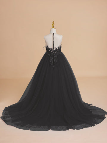 Ball-Gown/Princess Tulle Sweep Train Flower Girl Dress