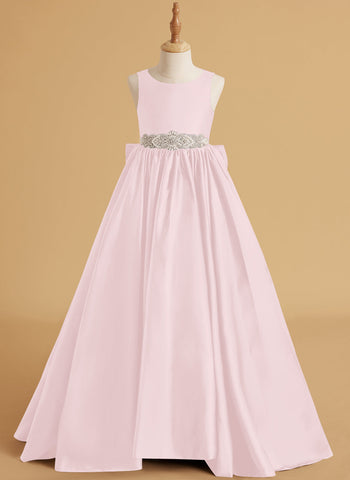 Ball-Gown/Princess Satin Sweep Train Flower Girl Dress