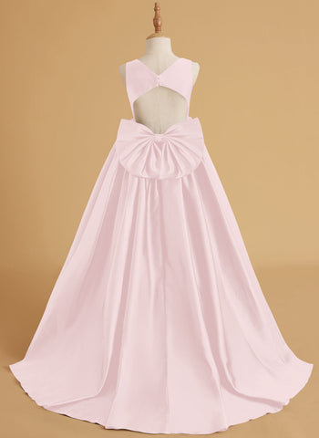 Ball-Gown/Princess Satin Sweep Train Flower Girl Dress