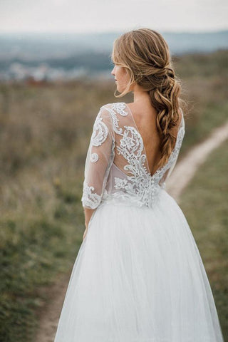 Boho Wedding Dress Low Open Back Bridal  Gown Separates Wedding Dress WD499