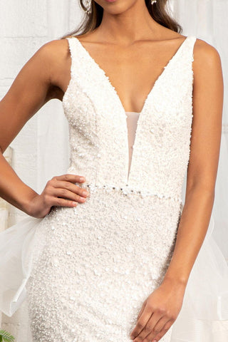 Bridal Long Sleeveless Mermaid Mesh Wedding Gown