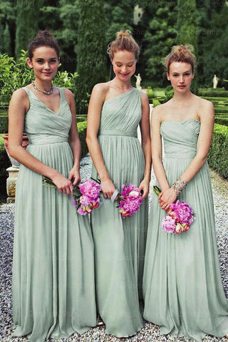 Chiffon Mismatched Long Bridesmaid Dress, Wedding Party Dress