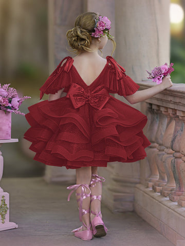Ball-Gown/Princess Tulle Knee-length Birthday Flower Girl Dress