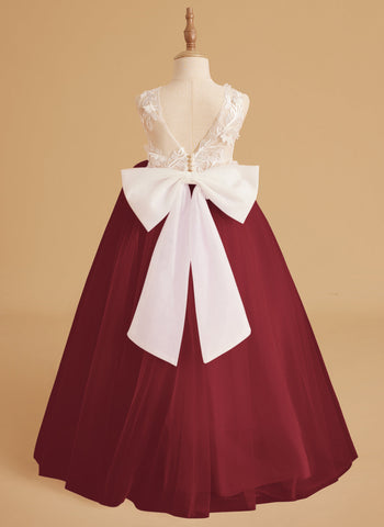 Dream Princess Sleeveless Detachable Train Flower Girl Dress