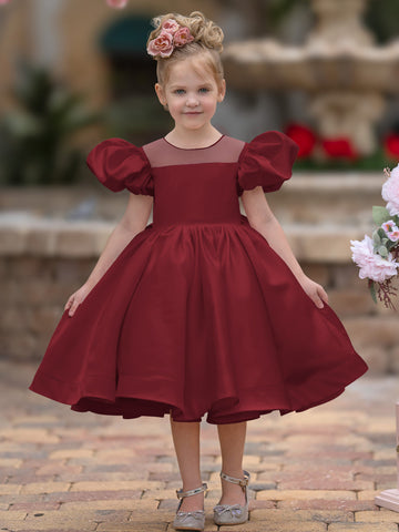 Ball-Gown/Princess Satin Knee-length Flower Girl Dress