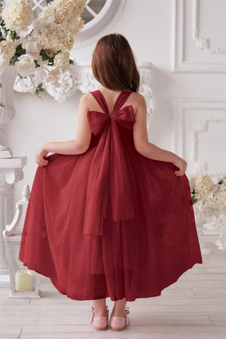 Enchanted Garden Girl Baby Toddler 3D Flower Embellishment Floral Applique Tulle Bow Dress