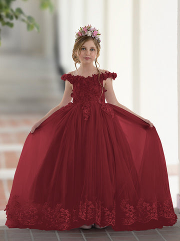 Ball-Gown/Princess Lace Sweep Train Pink Birthday Dress