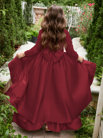 A-line Satin Asymmetrical Flower Girl Dress