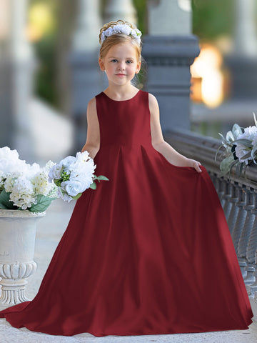 A-line Lace Satin Floor-length First Communion Flower Girl Dress