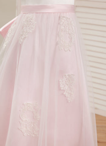 A-line Satin Tulle Ankle-length Pink Dress (2003227111)