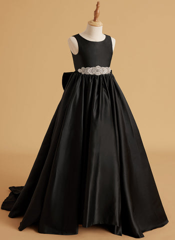 Ball-Gown/Princess Satin Sweep Train Flower Girl Dress