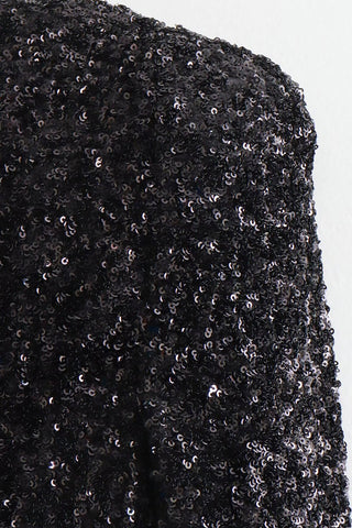 Elegantes vestidos de noche lisos con lentejuelas, espalda descubierta y cuello redondo 