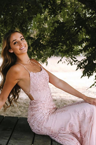 Lace Mermaid Backless Prom Formal Dress