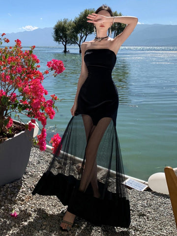 Black Strapless Evening Dress – Elegant Formal & Beach Party Look