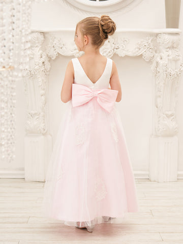 A-line Satin Tulle Ankle-length Pink Dress (2003227111)